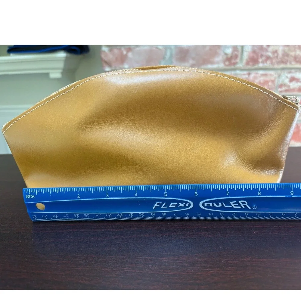 Portland Leather Eclipse Cosmetic Pouch Makeup Bag Mango Gold NEW